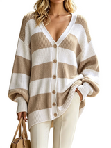 Women's Oversized Striped Knit Cardigan