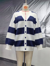 Women's Oversized Striped Knit Cardigan