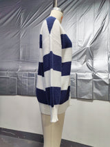 Women's Oversized Striped Knit Cardigan