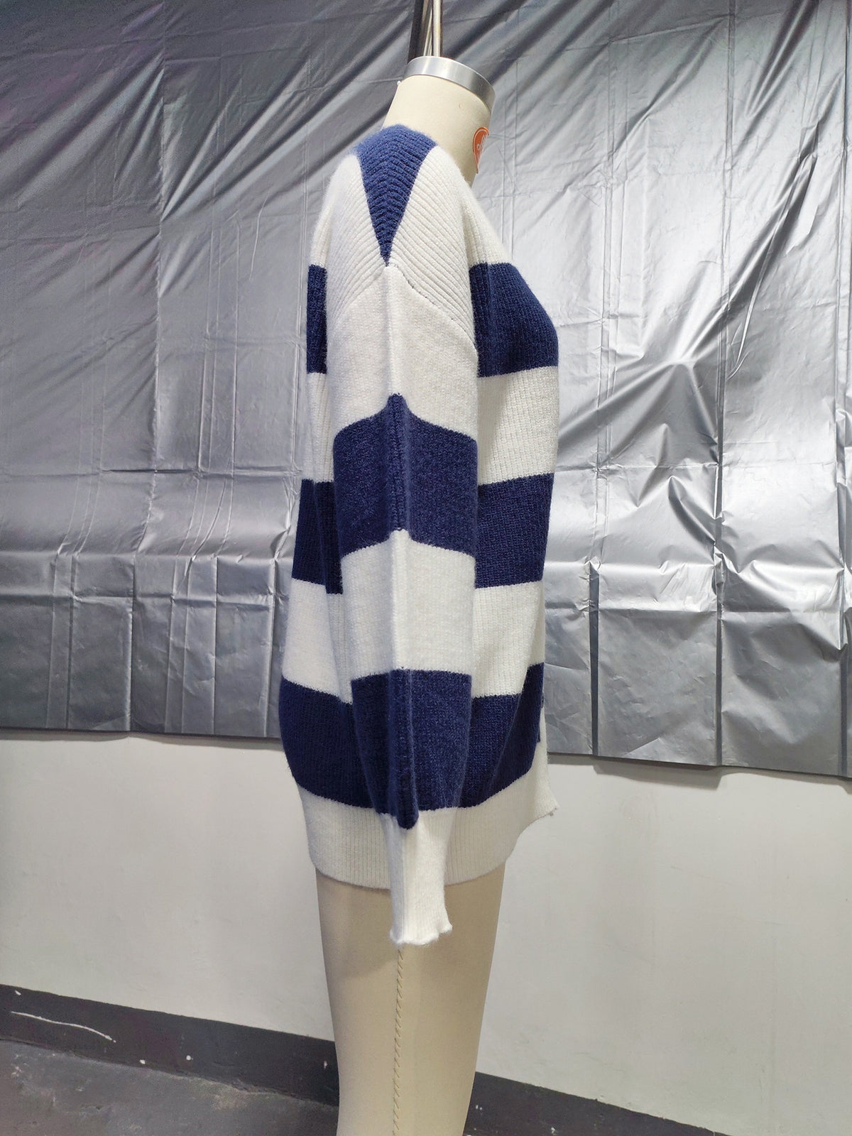 Women's Oversized Striped Knit Cardigan