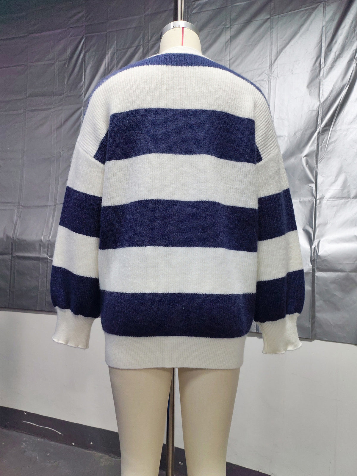 Women's Oversized Striped Knit Cardigan