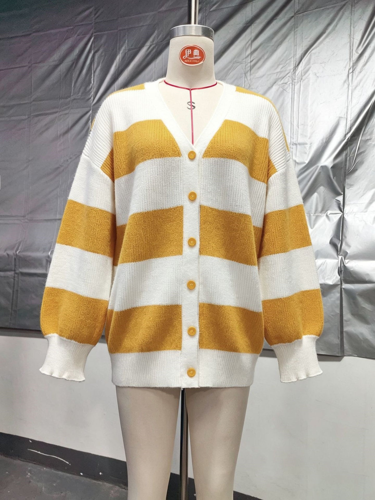 Women's Oversized Striped Knit Cardigan