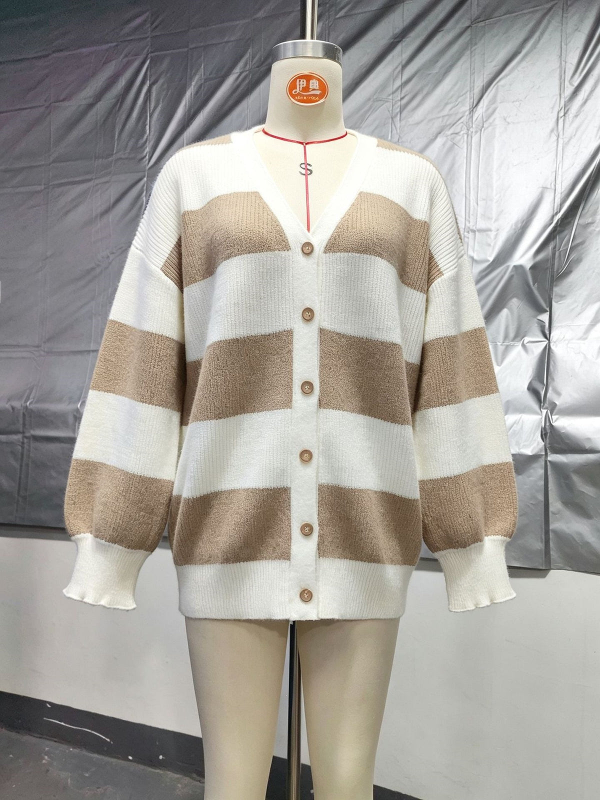 Women's Oversized Striped Knit Cardigan