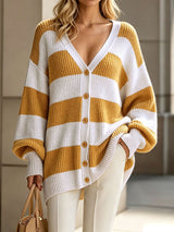 Women's Oversized Striped Knit Cardigan