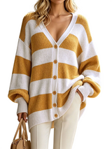 Women's Oversized Striped Knit Cardigan