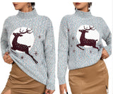 Women's Reindeer High-Neck Knit Sweater