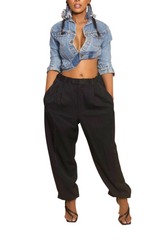 Women's High-Waisted Pleated Relaxed Fit Trousers