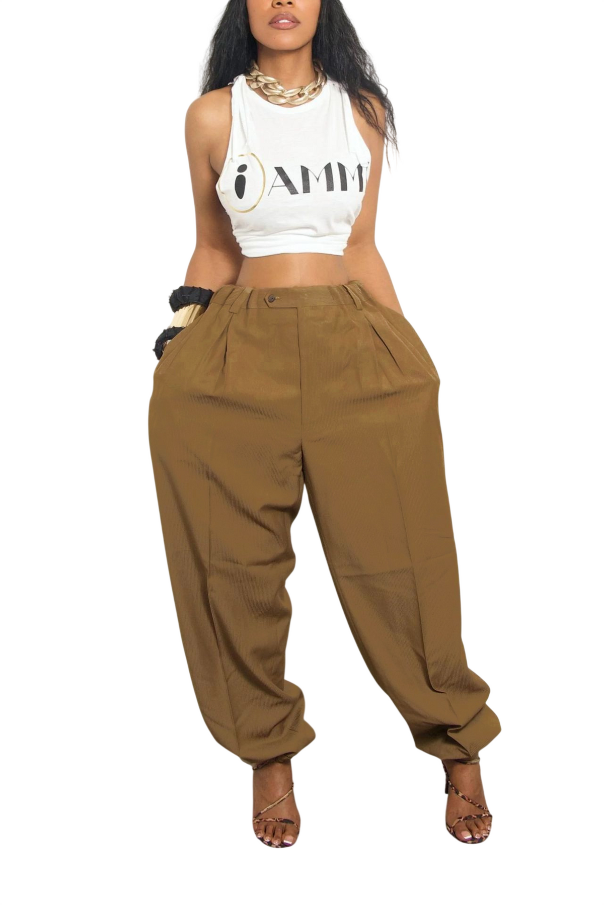 Women's High-Waisted Pleated Relaxed Fit Trousers