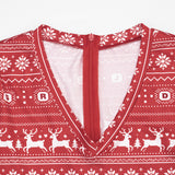 Women's Christmas Reindeer Print Long-Sleeve Fitted Romper