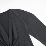 Women's Long-Sleeve Draped Cowl Neck Asymmetric Top