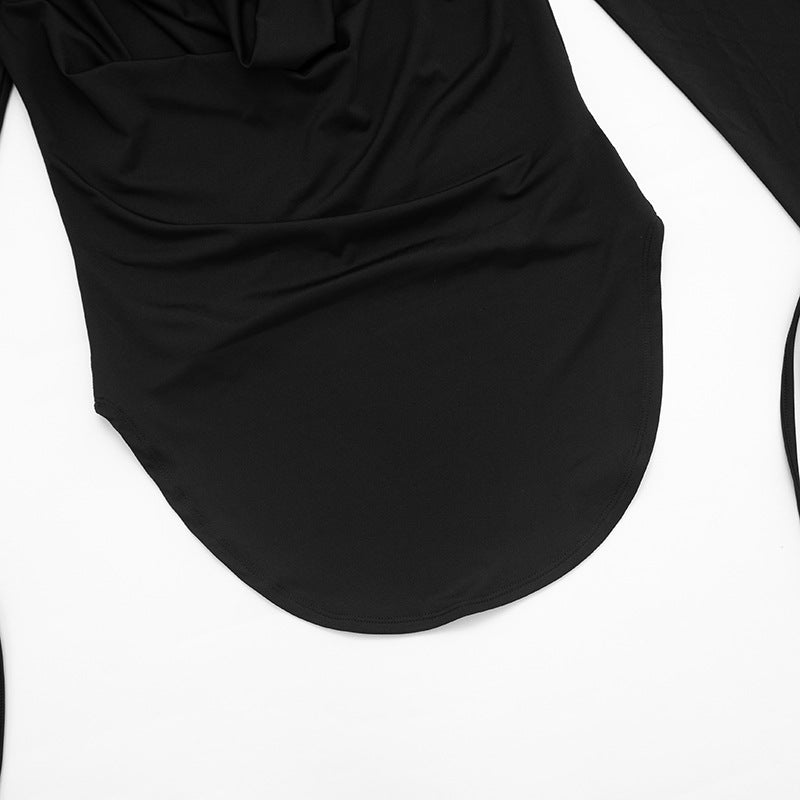 Women's Long-Sleeve Cowl Neck Top and Wide-Leg Pants Two-Piece Set