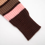 Women's Long-Sleeve Striped Ribbed Knit Crew Neck Cropped Sweater