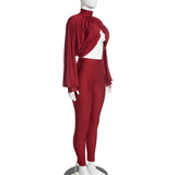 Women's Long-Sleeve Open-Front Crop Top and High-Waisted Leggings Two-Piece Set