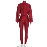 Women's Long-Sleeve Open-Front Crop Top and High-Waisted Leggings Two-Piece Set