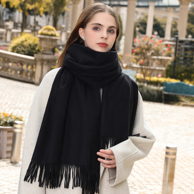Women's Soft Wrap Scarf with Fringed Edges
