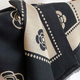 Women's Floral Print Scarf with Contrast Trim and Tassels