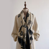 Women's Floral Print Scarf with Contrast Trim and Tassels