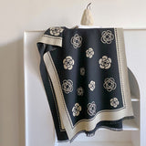 Women's Floral Print Scarf with Contrast Trim and Tassels