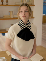 Women's  Striped Knit Bow Scarf