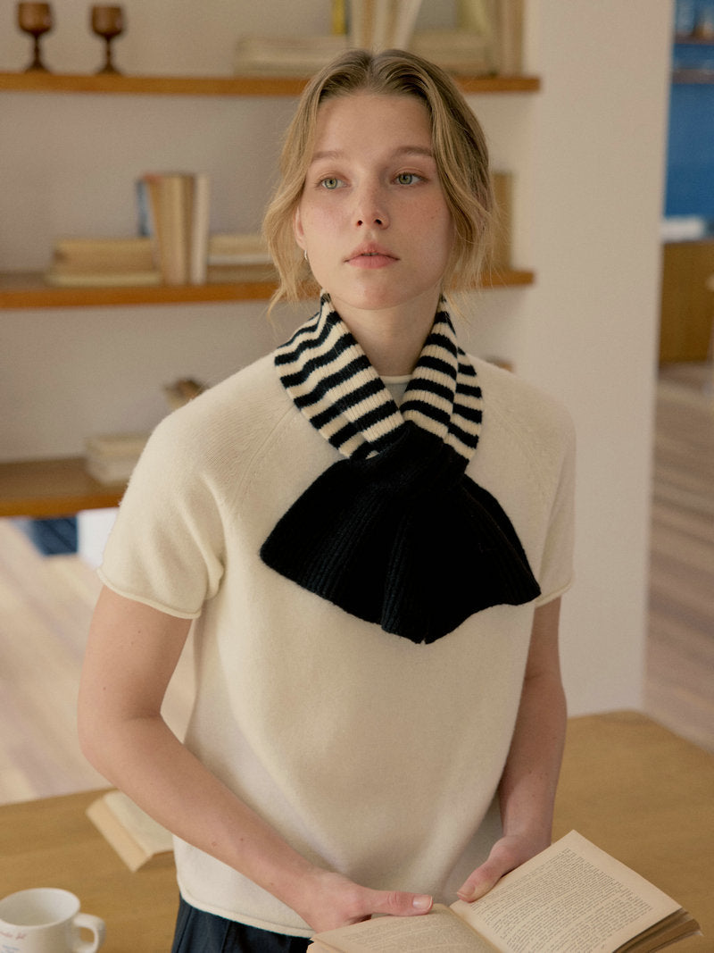 Women's  Striped Knit Bow Scarf