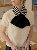 Women's  Striped Knit Bow Scarf
