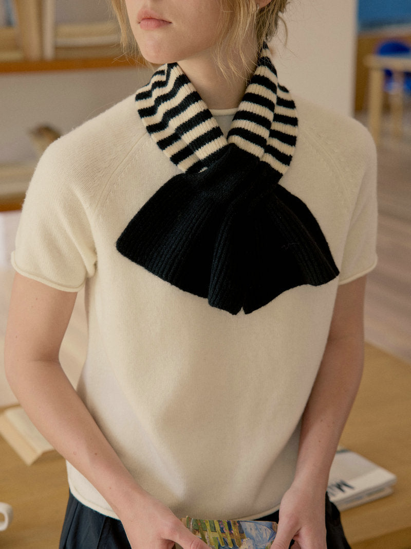Women's  Striped Knit Bow Scarf