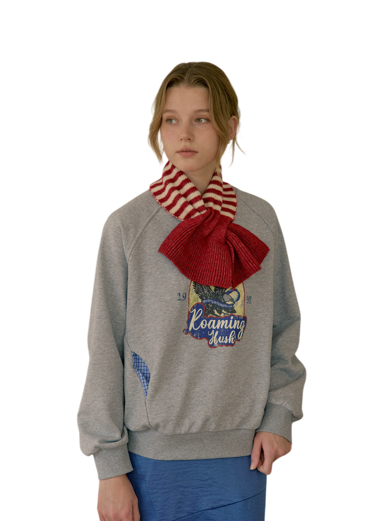 Women's  Striped Knit Bow Scarf