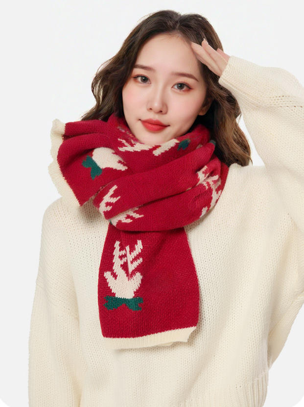 Christmas Reindeer Knit Scarf