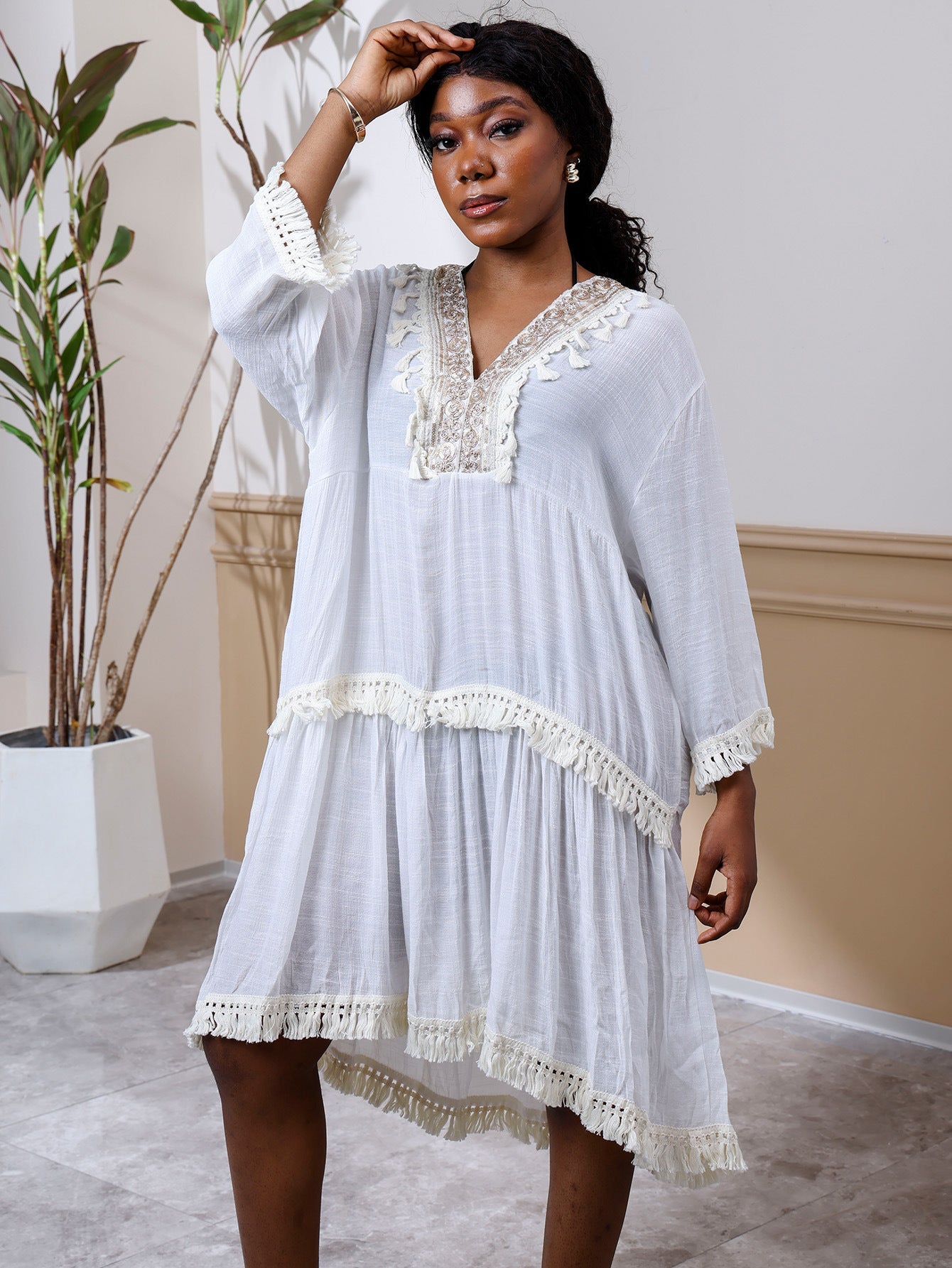 Boho Chic White Embroidered Cover-Up