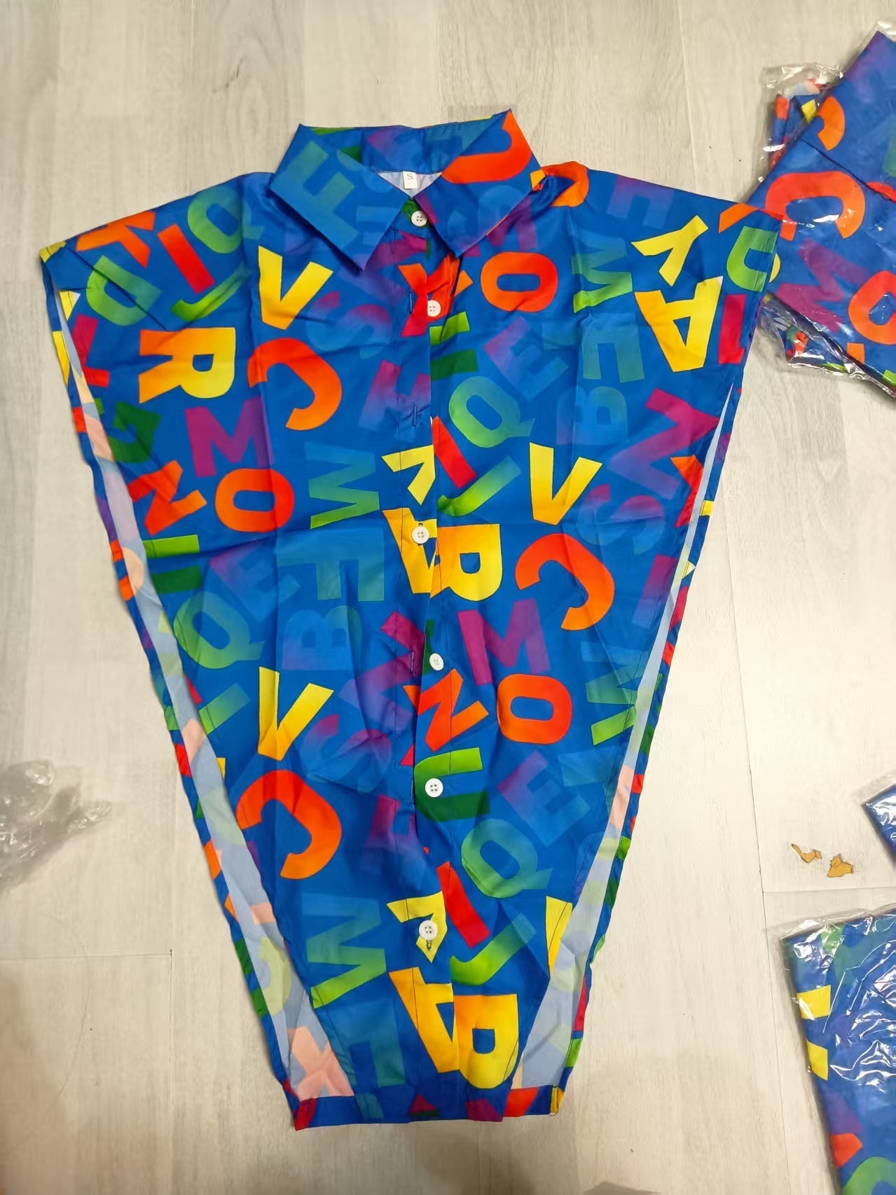 Colorful Print Button-Up Top