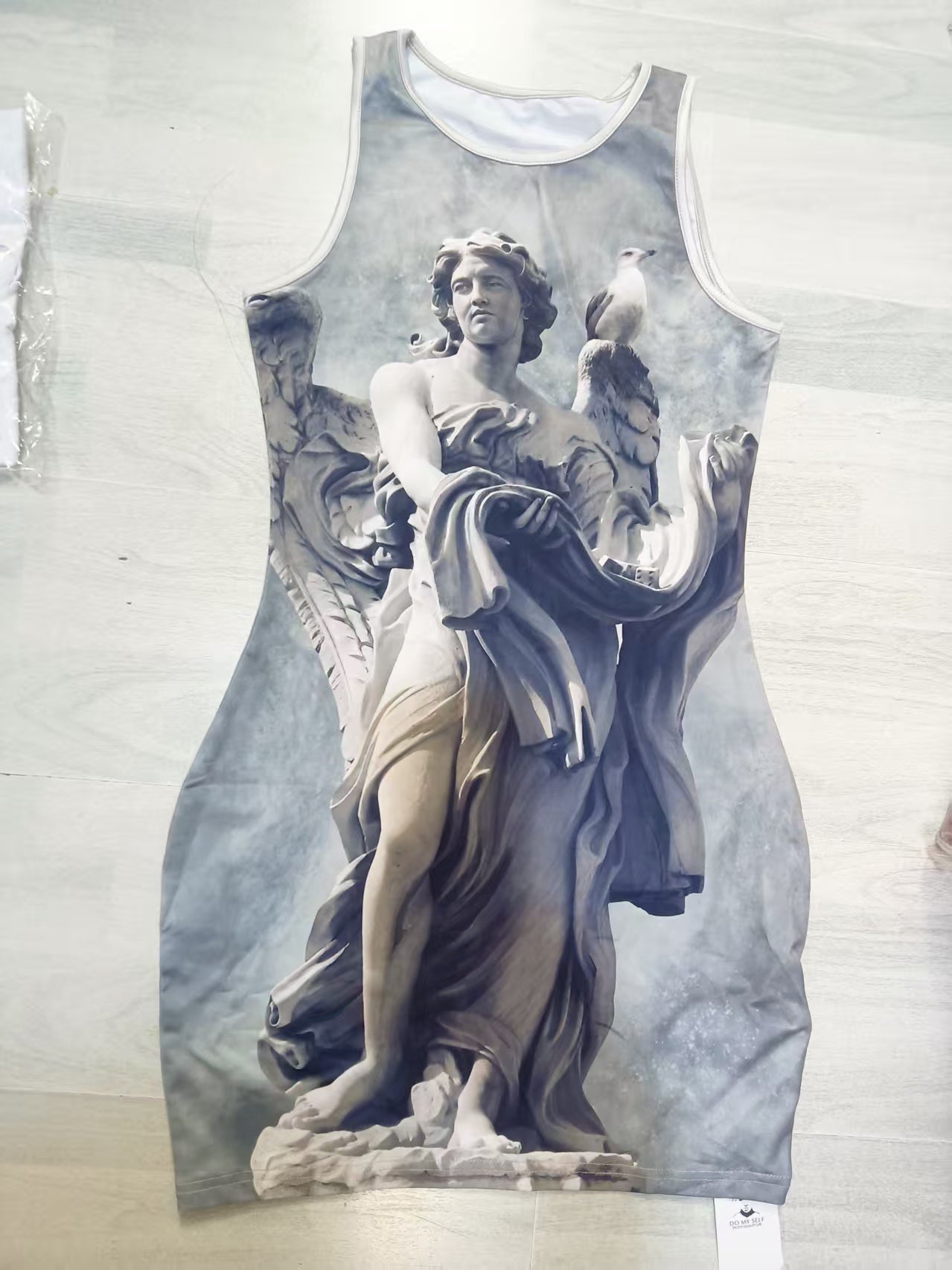 Artistic and Angel Printed Sleeveless Dress