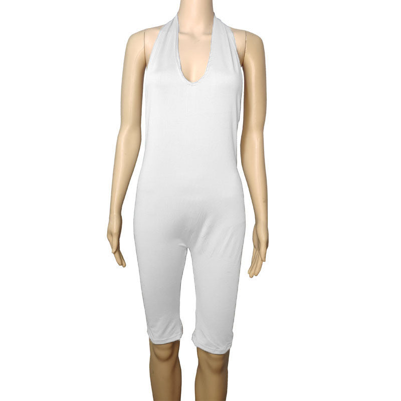 Sleeveless Jumpsuit with Deep V-Neck