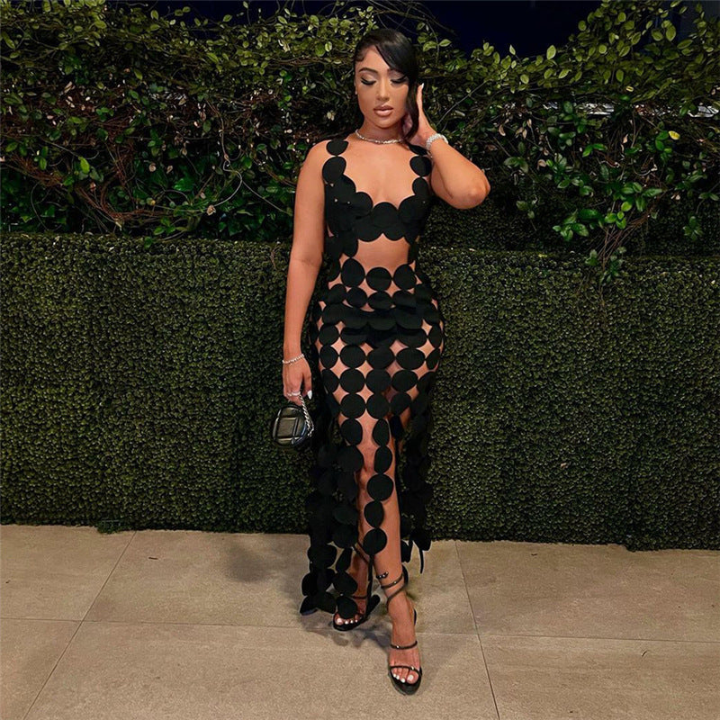 Circular Cut-Out Evening Dress