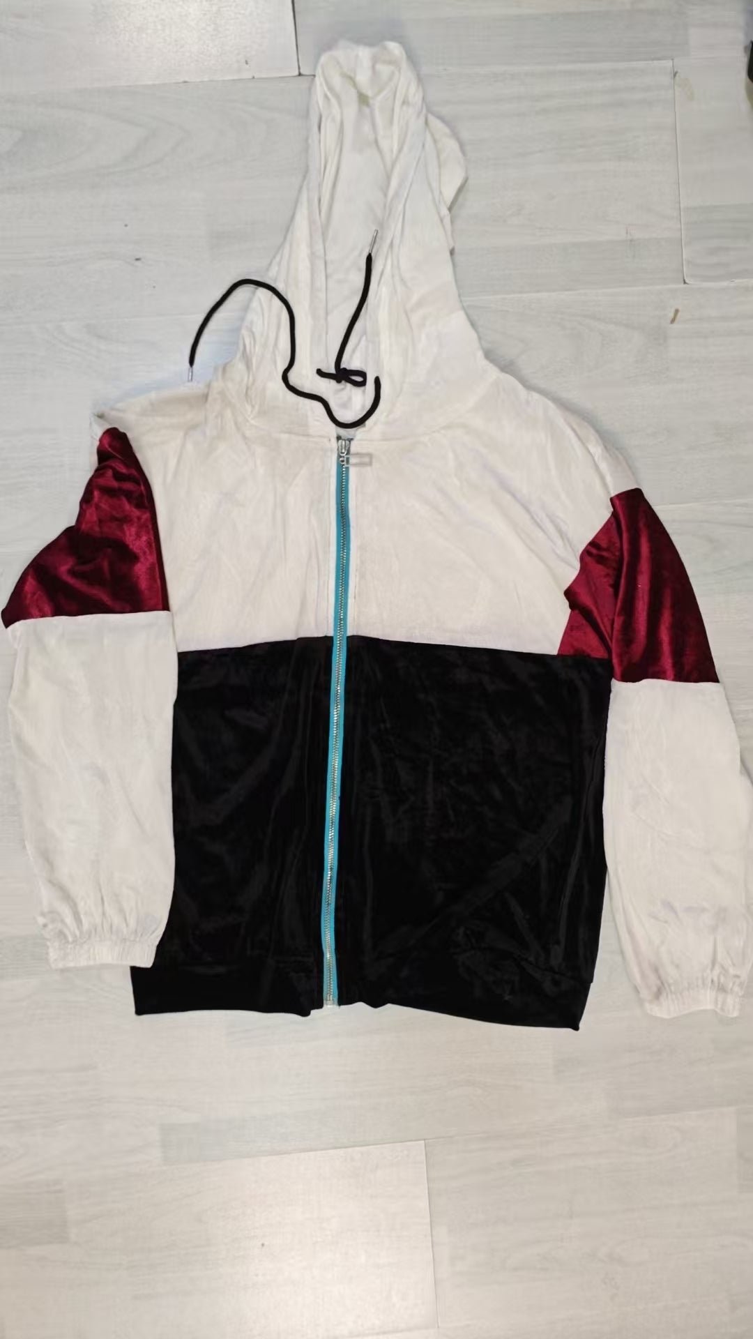 Women's Color Block Hooded Zip-Up Top