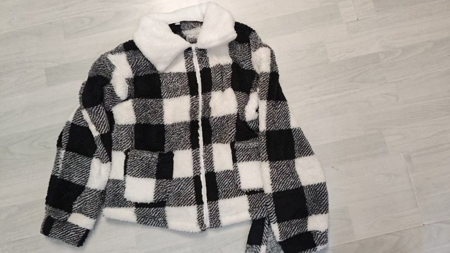 Women’s Plaid Sherpa Fleece Winter Coat
