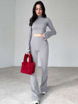 Spring Crop Top & Bell-Bottom Pants Set image 1
