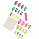 Vibrant Neon Geometric Pattern Nail Art image 2