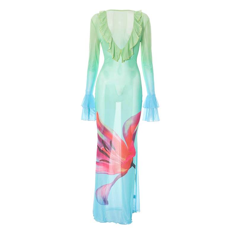 Vibrant Swimsuit Cover-Up with Ruffle Details image 3