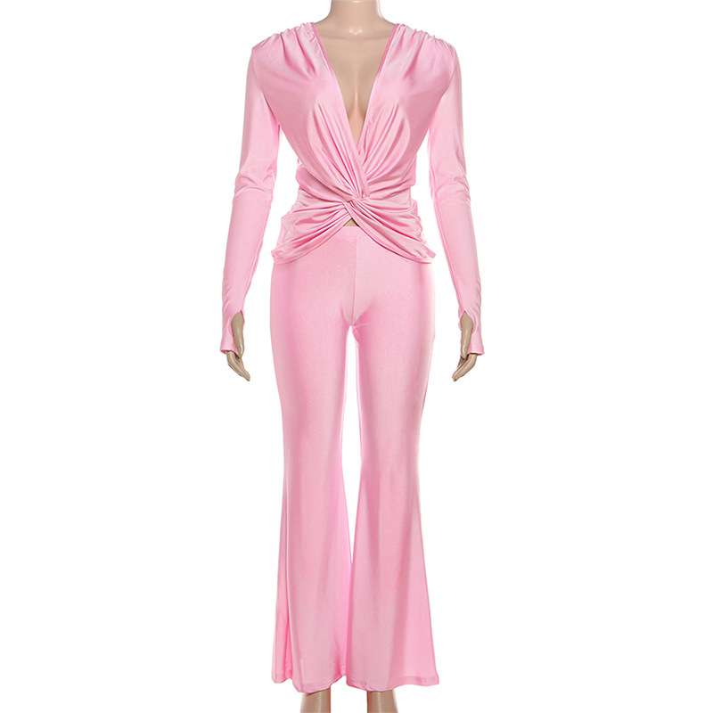 Long-Sleeve Lounge Set with Flared Pants image 5