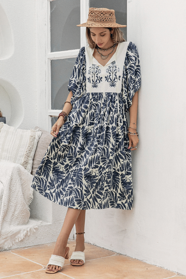 Print Batwing Sleeve Dress image 2