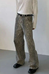 Vintage Leopard Print Wide-Leg Pants - S, Multi Brown image