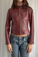 Fitted Biker Jacket with Zipper Pockets image 2