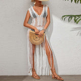 Bohemian White Crochet Fringe Cover-Up image 0