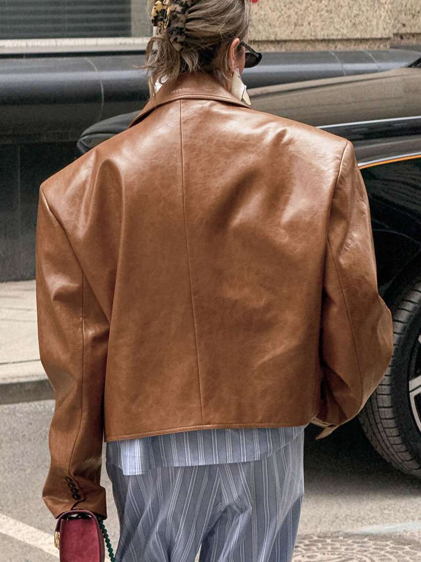 Stylish Oversized Faux Leather Jacket image 2