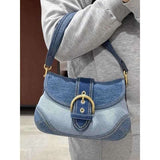 Stylish Denim-Accent Shoulder Bag