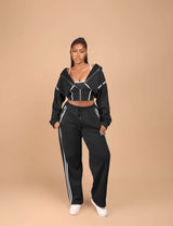 Stylish Blue Tracksuit with Stripes - S, Black image