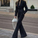 Classic Black Blazer & Wide-Leg Pants image 2