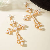Pearl Cross Drop Earrings image 4