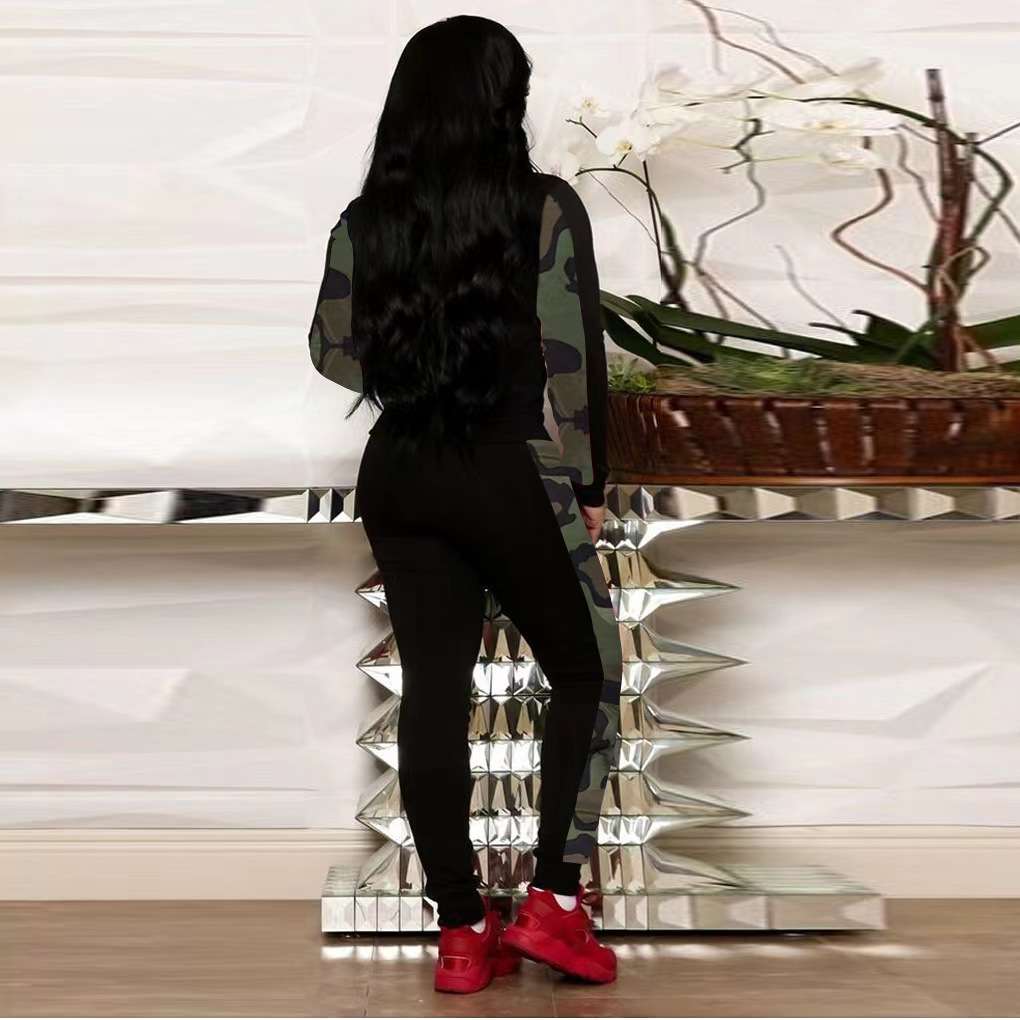 Animal Print Two Piece Activwear Zipper Up Set image 3