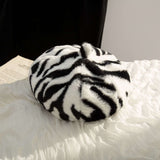 Winter Women Fashion Cow Plush Beret - Free Size, Baltic Black image